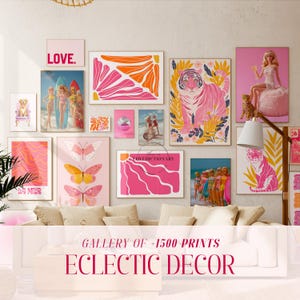 Méga lot de 1 500 impressions éclectiques roses, art mural fleurs, décoration tendance, art mural maximaliste, impression tendance, décoration de chambre d'université, affiche preppy