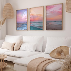 Beach Prints, Beach Gallery Wall Set, Soft Coastal Prints,  Beach House Art, Beachy Prints, Palm Tree, Surfboard Art, Printable Posters