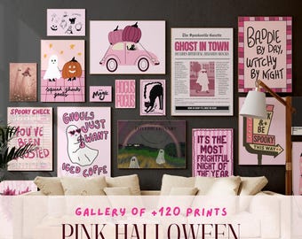 様　Petite ハロウィン ピンク レース アロマ インテリア ピンクのハロウィンウォールアート120枚セット、プレッピーな不気味な