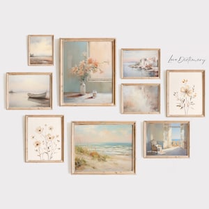 9 white Muted Vintage Prints | Farmhouse Wall Decor | Neutral Wall Art | Living Room Art | Digital Download PRINTABLE Gallery Wall Set