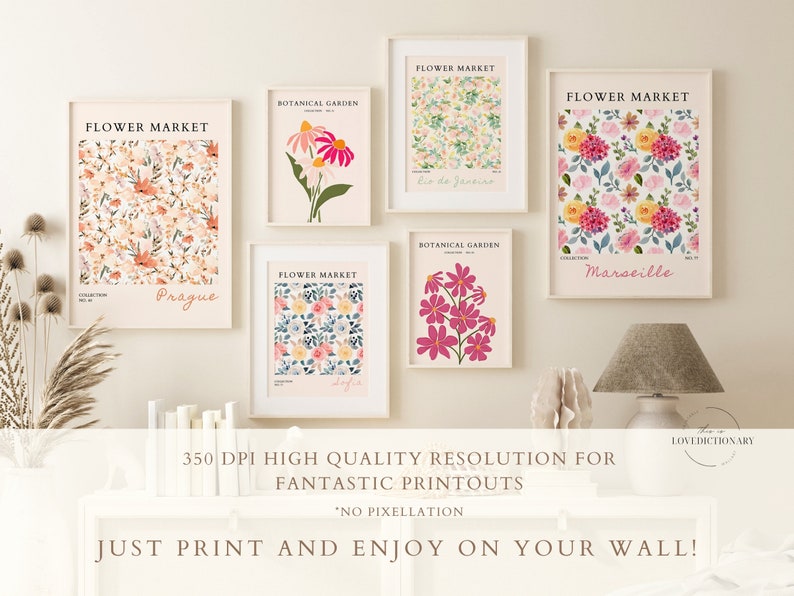 Flower Market Print Set of 100 Flower Gallery Wall Set, Trendy Floral Posters, Colorful Art Print Bundle, Botanical Art Set,Digital Download image 8