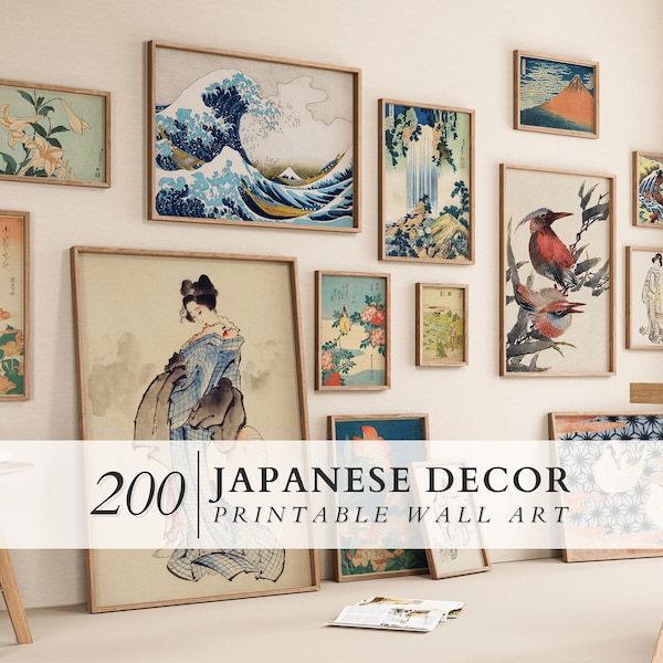 Maximalist Japanese Wall Art, Eclectic Vintage Gallery Wall Set, Japanese Bundle of 200 Prints, Asian Printable Wall Art, Japan Poster Art