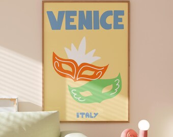 ベニスビーチのポスター、プレッピーな旅行用ウォールアート、ミニマル