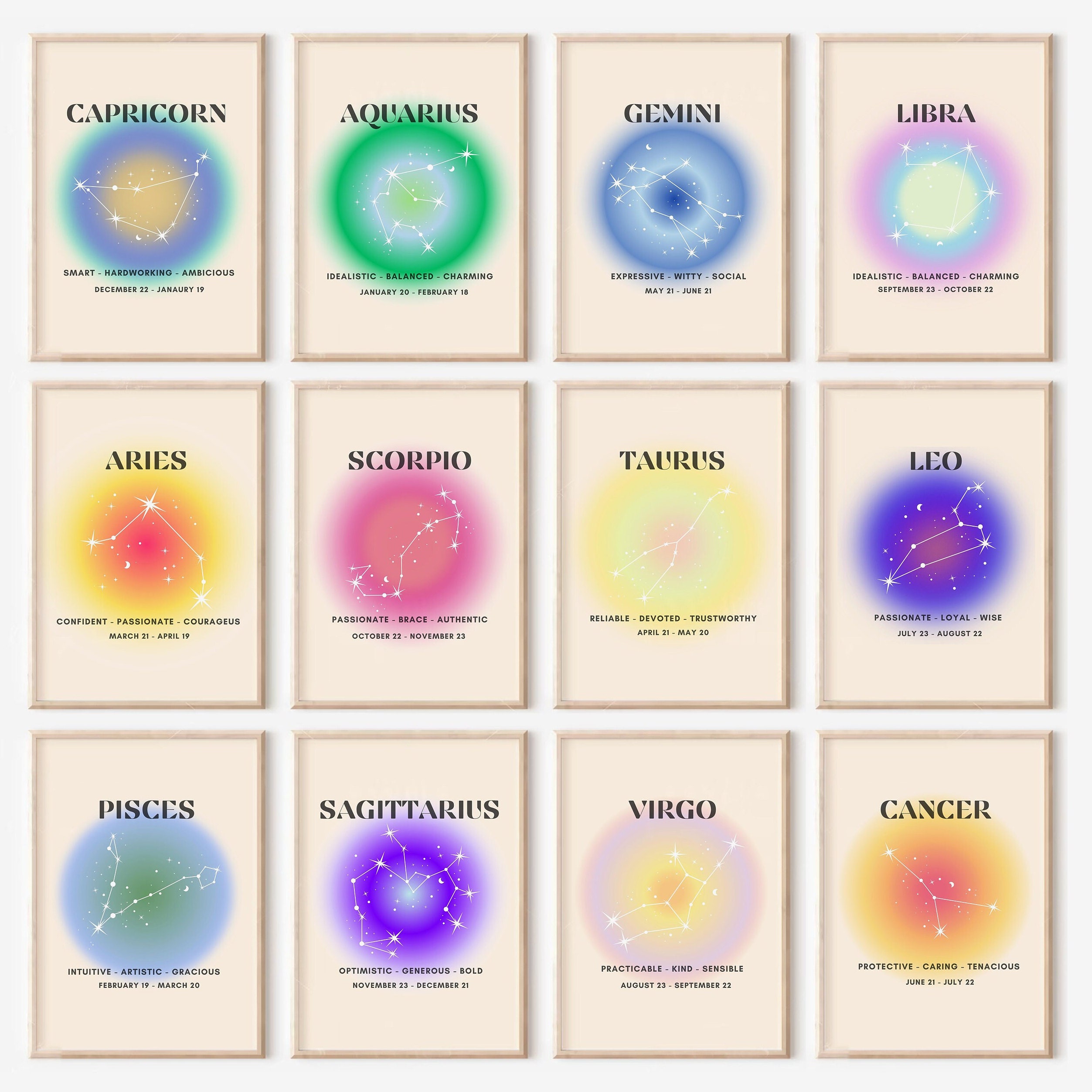 期間限定価格商品 Sign Star Bundle Instant Art Zodiac Print, Download トップス