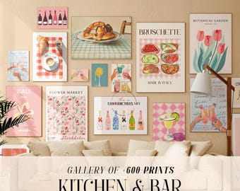 Kitchen Gallery Wall Art Prints, Modern Food Decor (Digital Download)