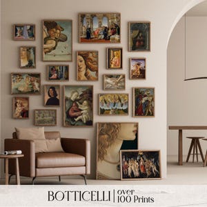 Set von 100+ Digitaldrucken von Botticelli, Vintage Ölgemälde, Botticelli Leinwanddrucke, impressionistische Kunst, MEGA Bundle, antike Gemälde