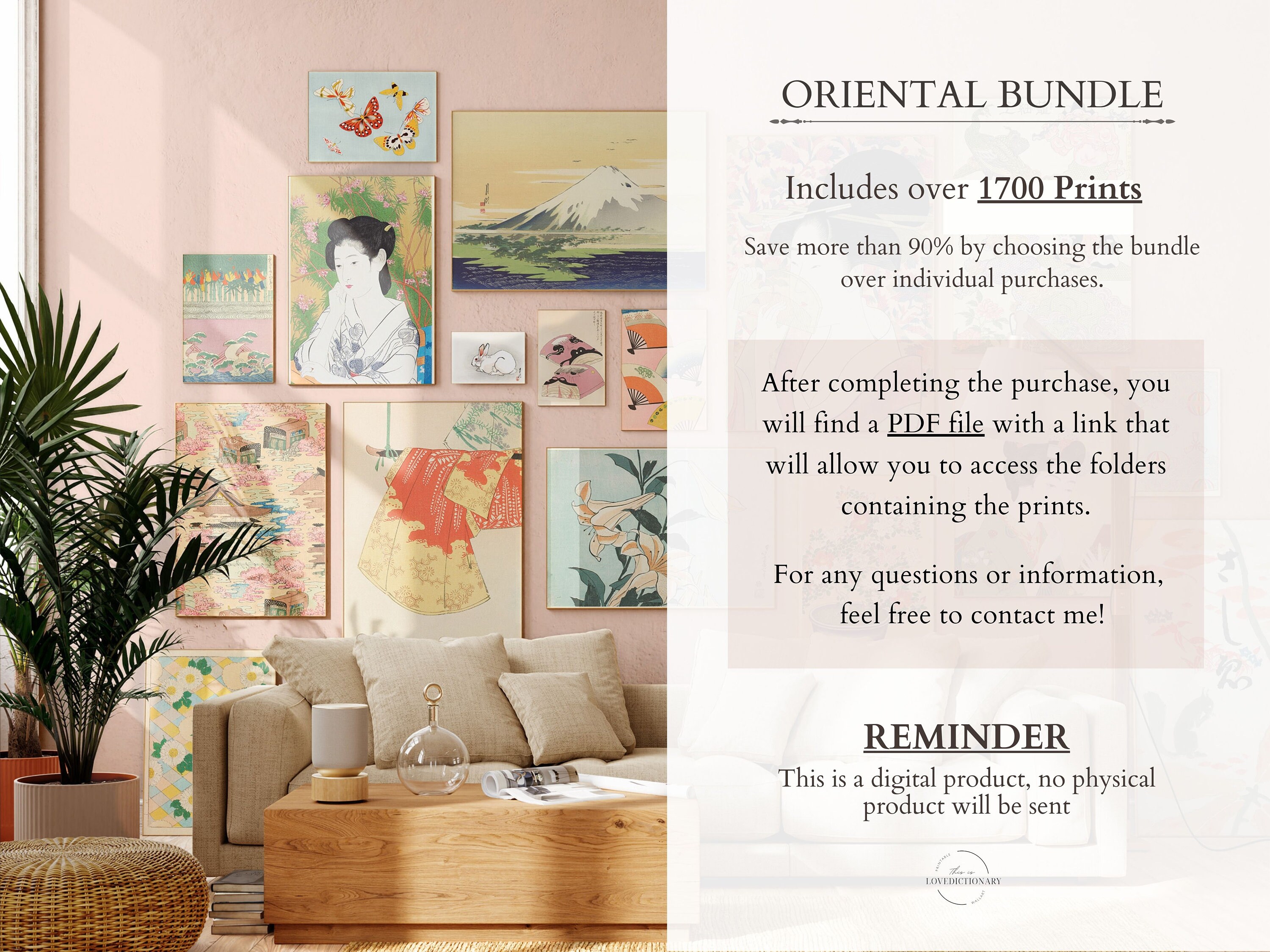 Maximalist Japanese Wall Art, Eclectic Vintage Gallery Wall Set