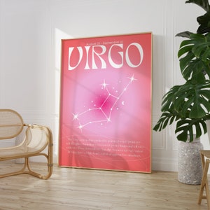 VIRGO Star Sign Instant Download Print, Zodiac Art Printable, Spiritual Wall Art, Aura Gradient Poster , DIGITAL DOWNLOAD.