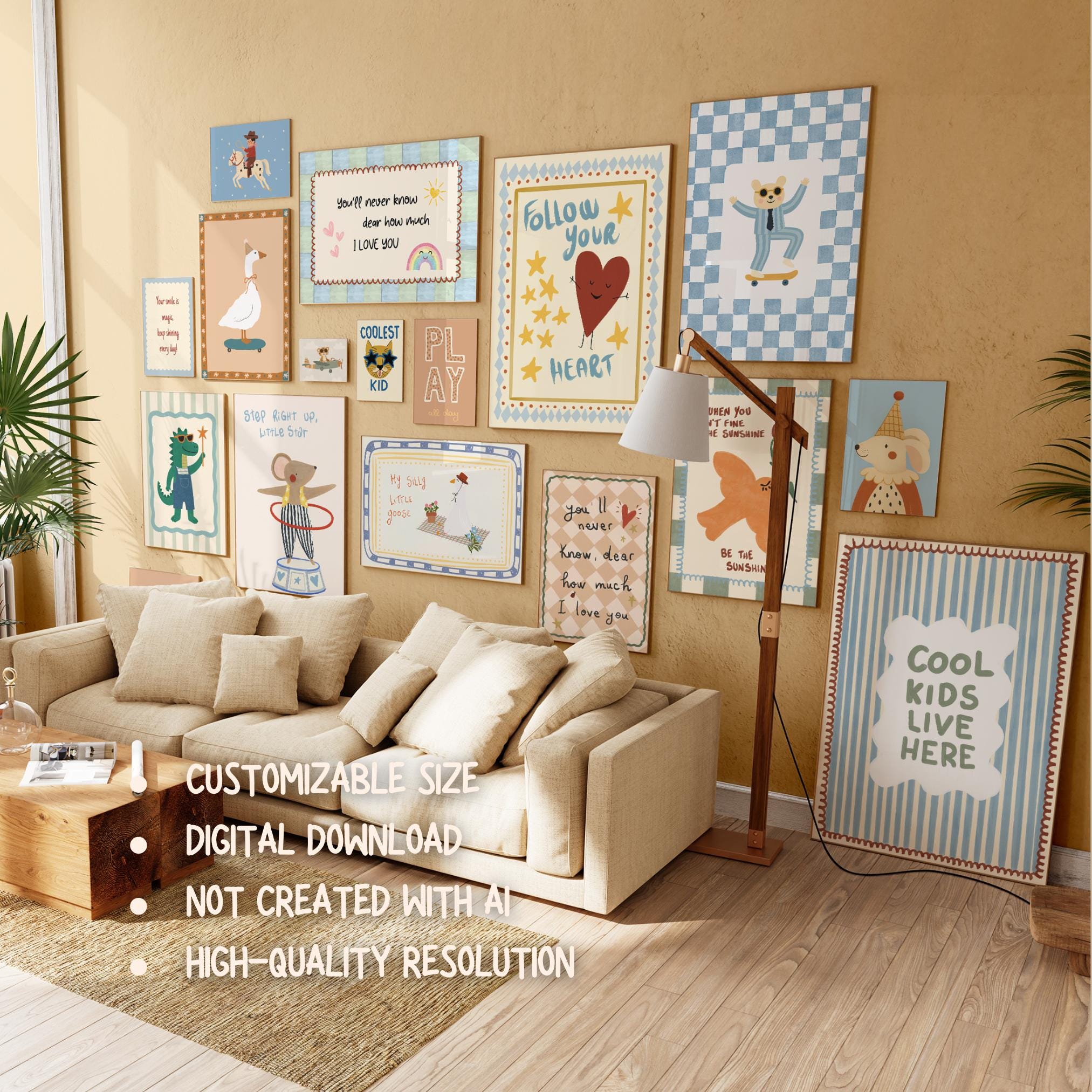 Blue Nursery Wall Art Bundle of +110, Boy Room Decor, Pastel Baby ...