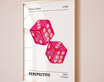 Retro 70s Dice Print, Groovy Funky Wall Art (Digital Download)