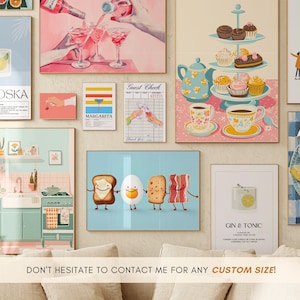 Kitchen Gallery Wall Set of 1000, Kitchen Wall Art, Food Prints, Modern ...
