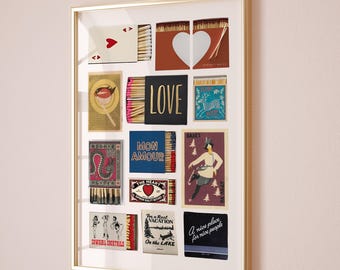 Vintage Matchbox Art Print, Retro Matches Poster (Digital Download)