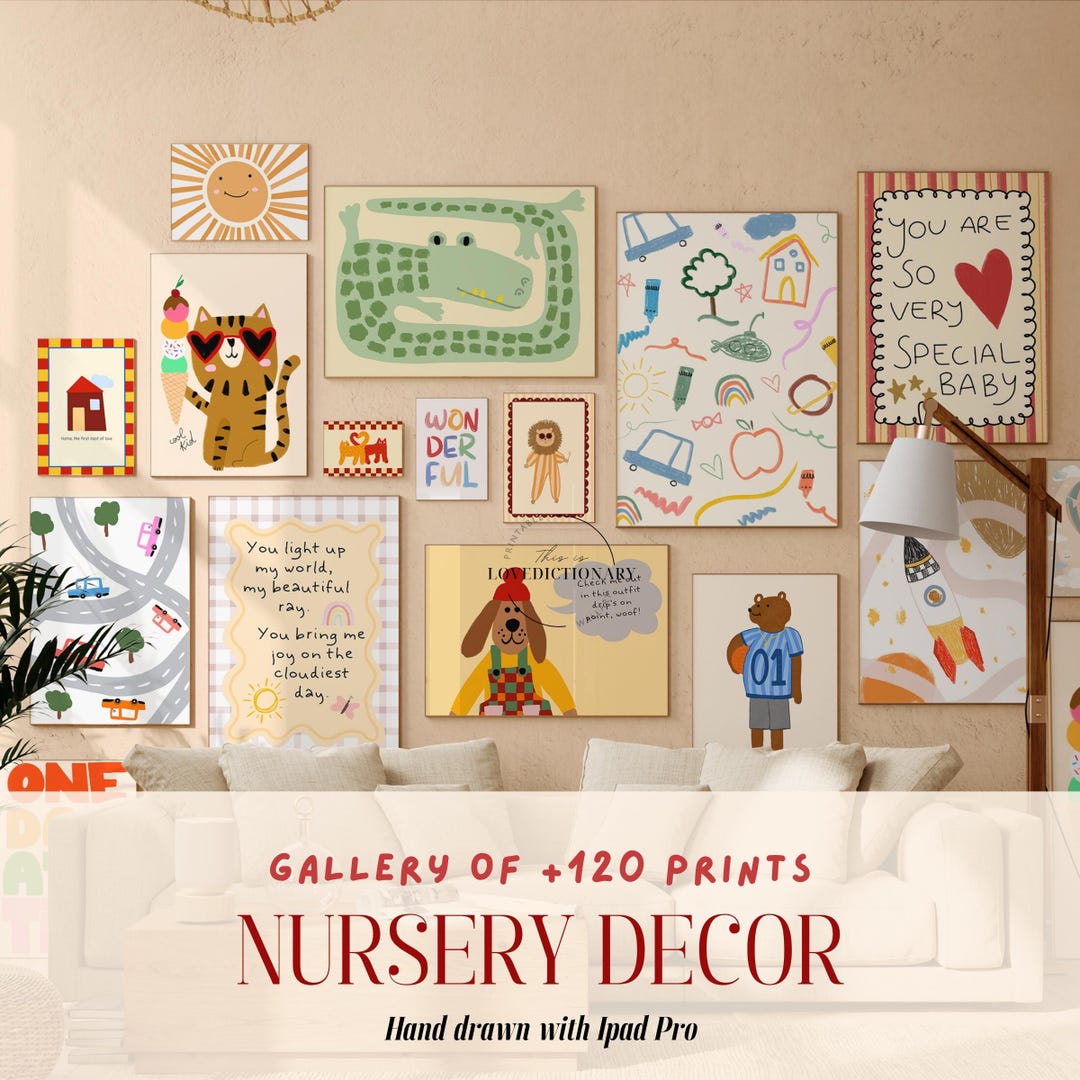 Bundle of 120 Nursery Prints, Kids Room Wall Art, Kids Bedroom Print — free download