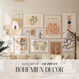 Méga lot de collages muraux bohèmes, ensemble de 230 impressions, art mural géométrique pour dortoirs, ensemble d'affiches abstraites, décoration d'intérieur bohème, téléchargement immédiat
