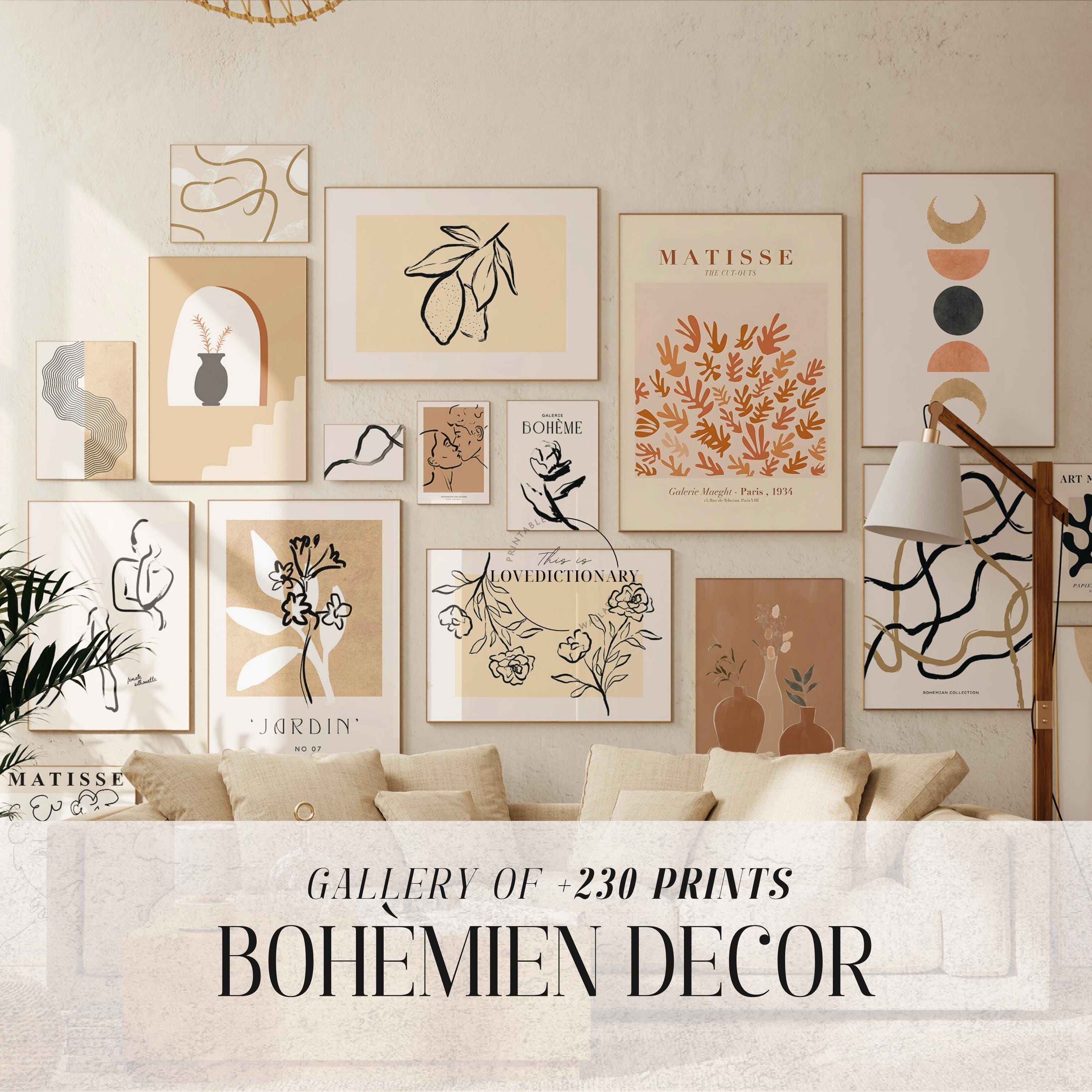 Set 4 Decorazioni Parete Bohémien | Pechpell Quadri Metallici Con Sole E Foglie – Arte Geometrica Arancione Per Soggiorno, Camera, 25x25 Cm