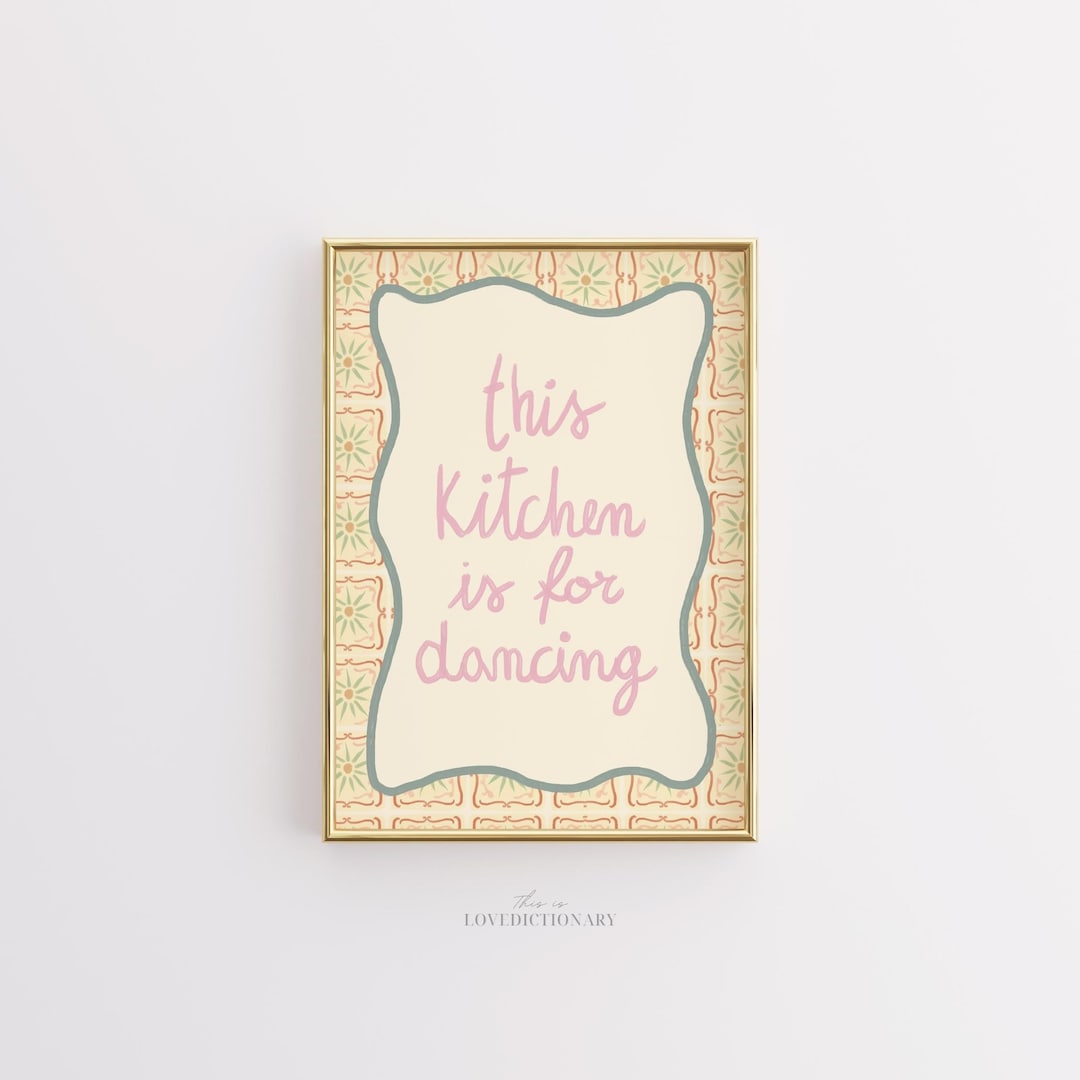 kitchen wall art set of 6 fun foodie prints this... This Kitchen is for Dancing Wall Art, Fun Kitchen Quote Print, Playful ...