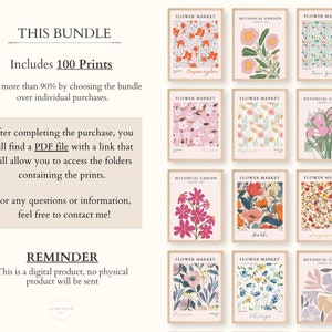 Flower Market Print Set of 100 Flower Gallery Wall Set, Trendy Floral Posters, Colorful Art Print Bundle, Botanical Art Set,Digital Download image 10