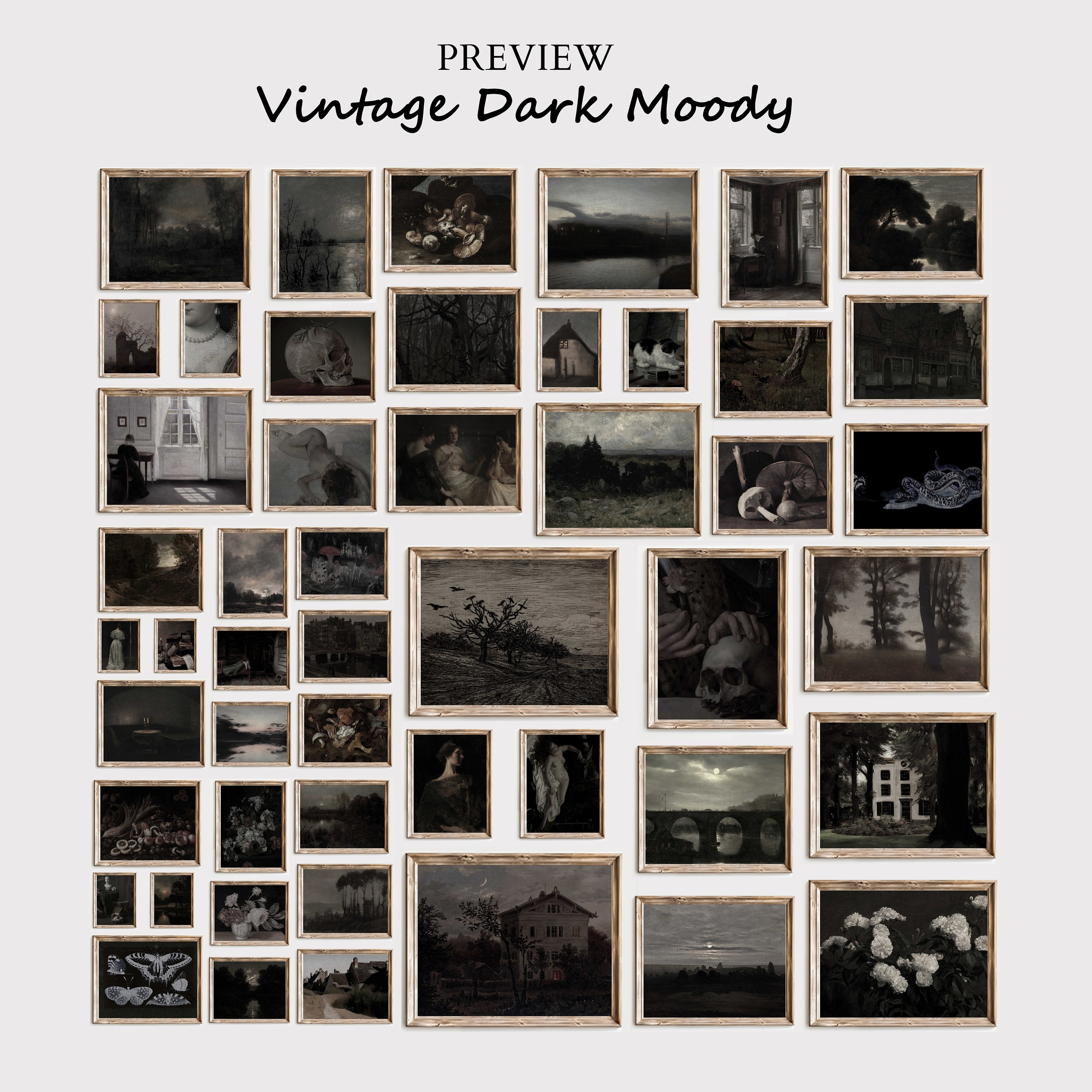 Dark Academia Gallery Wall Art Set, Moody Cottagecore Prints (digital ...