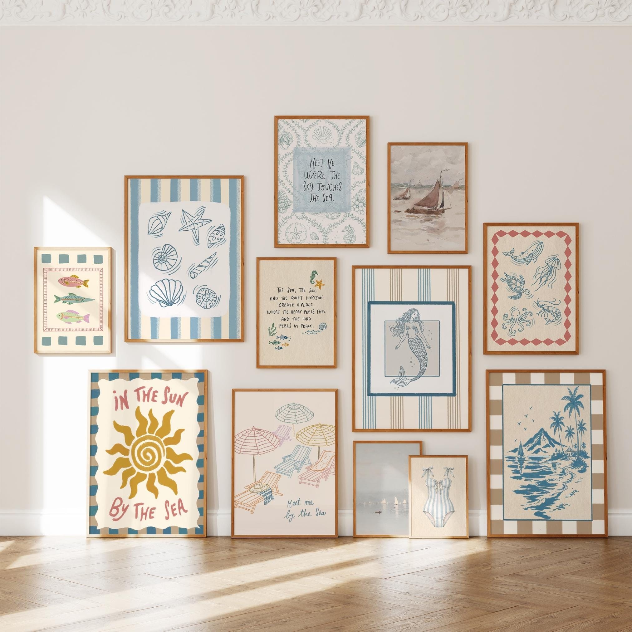 Vintage Coastal Print Set, Beach House Decor (digital Download, Set of ...