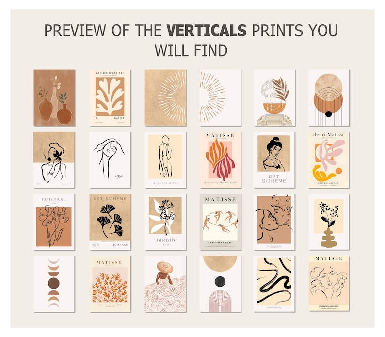 May include: A collection of 20 printable art prints featuring abstract designs in a minimalist style. The prints feature a variety of colors, including brown, beige, pink, and orange. The prints are perfect for adding a touch of modern art to any room.