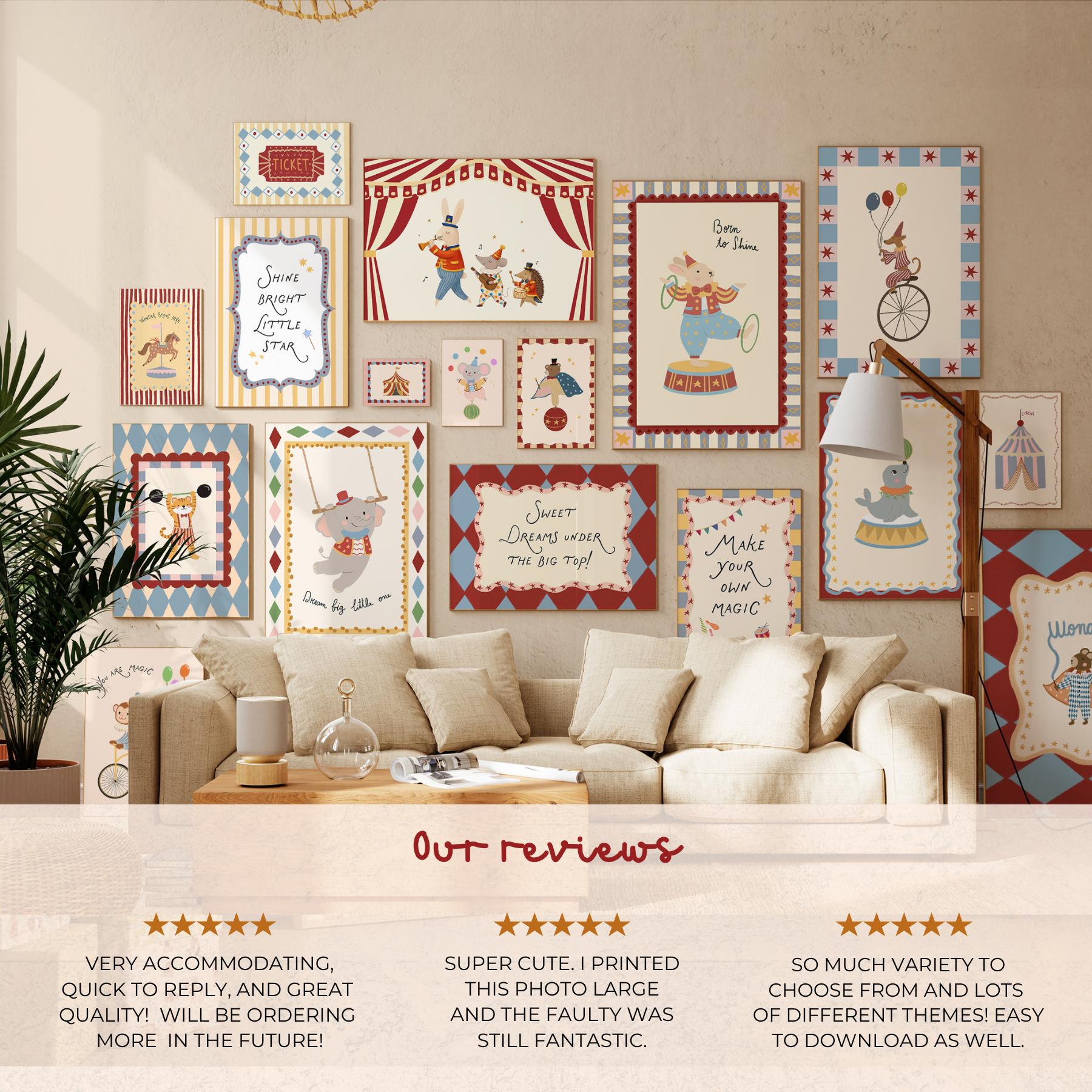 Vintage Circus Nursery Prints, Baby Animal Wall Art Set (20) (digital ...