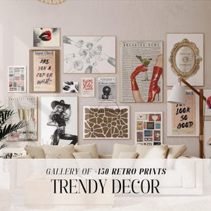 MEGA BUNDLE OF 150 Trendy Wandkunst, Flippiges Dekor, maximalistisches Wanddekor, Retro Wandkunst, trendiger Druck, College Wohnheim Dekor, digitale Kunst