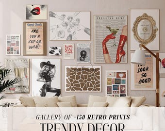 MEGA BUNDLE OF 150 Trendy Wall Art, Funky Decor, Maximalist Wall Decor, Retro Wall Art, Trendy Print, College Dorm Room Decor, Digital Art