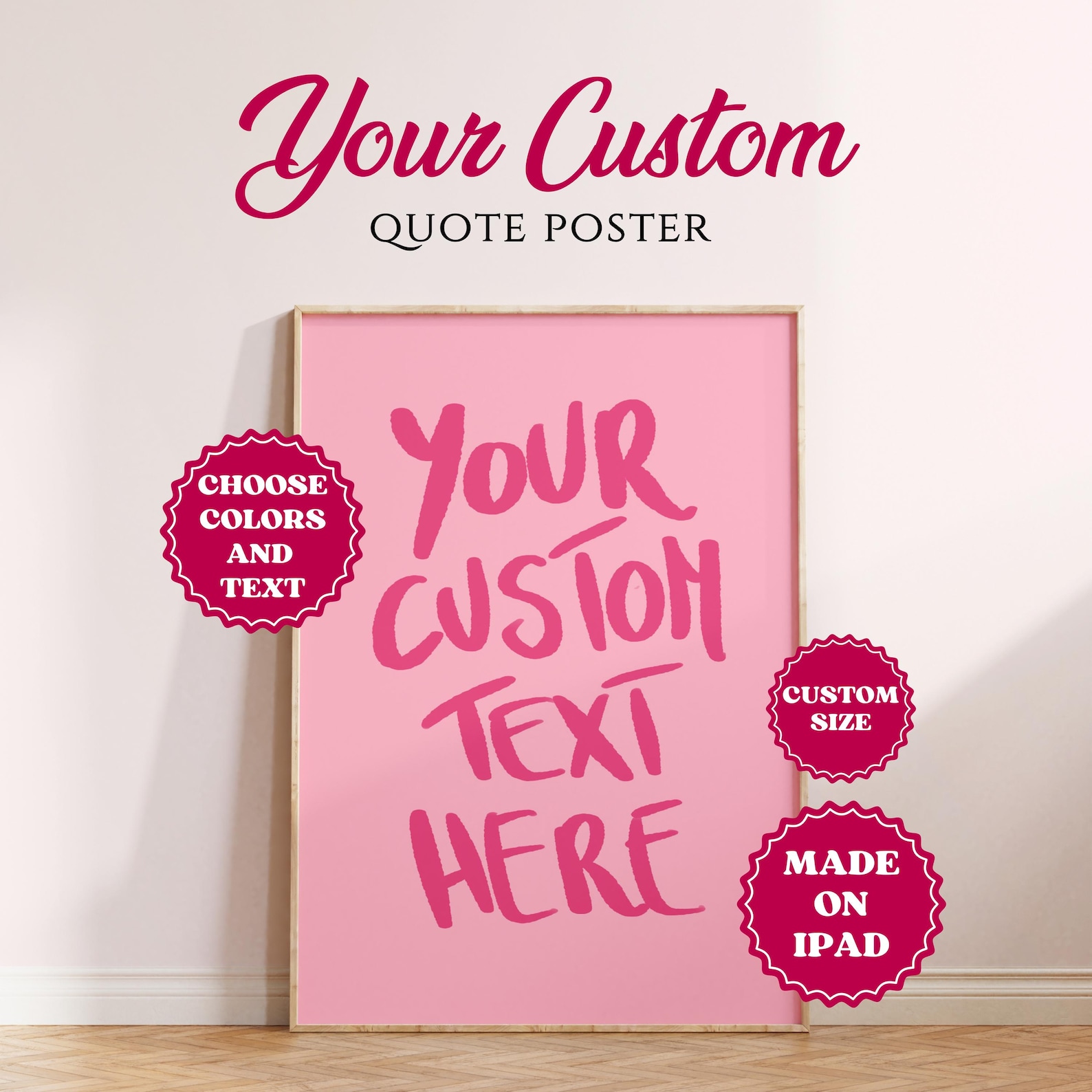Script Text Poster Custom Text Poster, Personalized Typography Print (digital Download) - Etsy