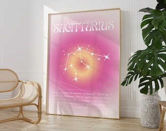 SCHÜTZE Sternzeichen Sofort Download Print, Zodiac Art Printable, spirituelle Wandkunst, Aura Gradient Poster, DIGITAL DOWNLOAD.