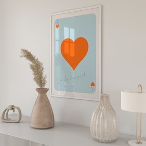 Trendy Poster Lucky Cowgirl Pink Ace of Hearts Art Print, Playing Card Poster, Retro Wall Art, Preppy Room Aesthetic, Gallery Wall Print