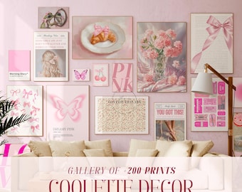 Láminas decorativas Coquette para pared, decoración vintage para habitaciones (descarga digital)