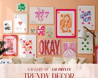 Set 150+ Trendy Wall Art, Eclectic Wall Art, Maximalist Wall Decor, Retro Wall Art, Trendy Print, College Room Decor, Preppy Poster Print