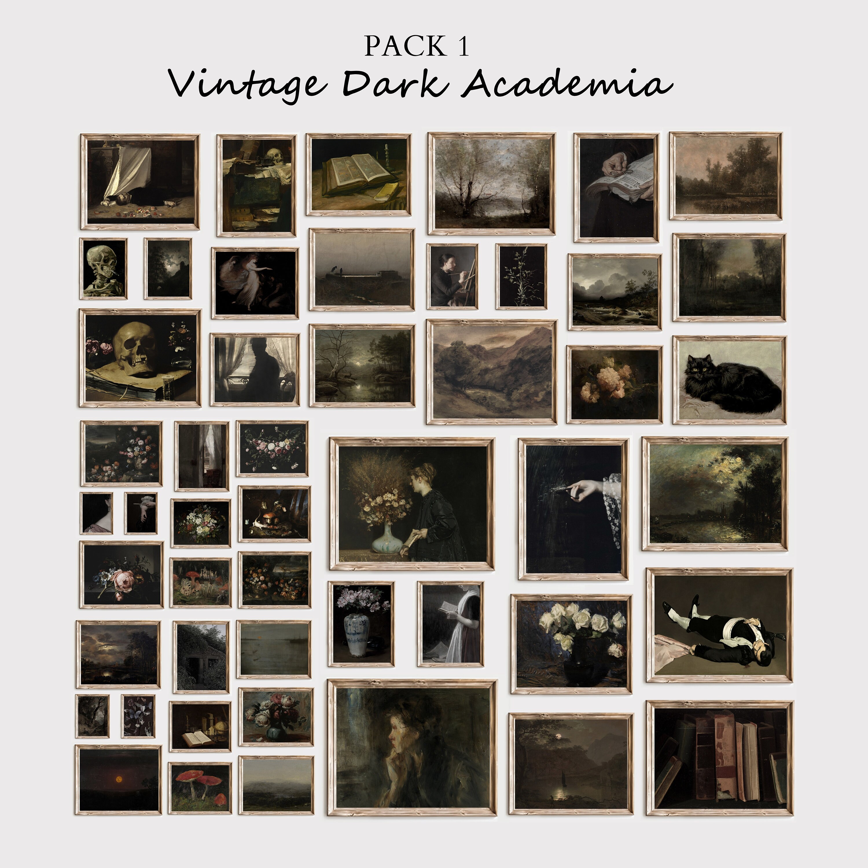 Dark Academia Gallery Wall Art Set, Moody Cottagecore Prints (digital ...