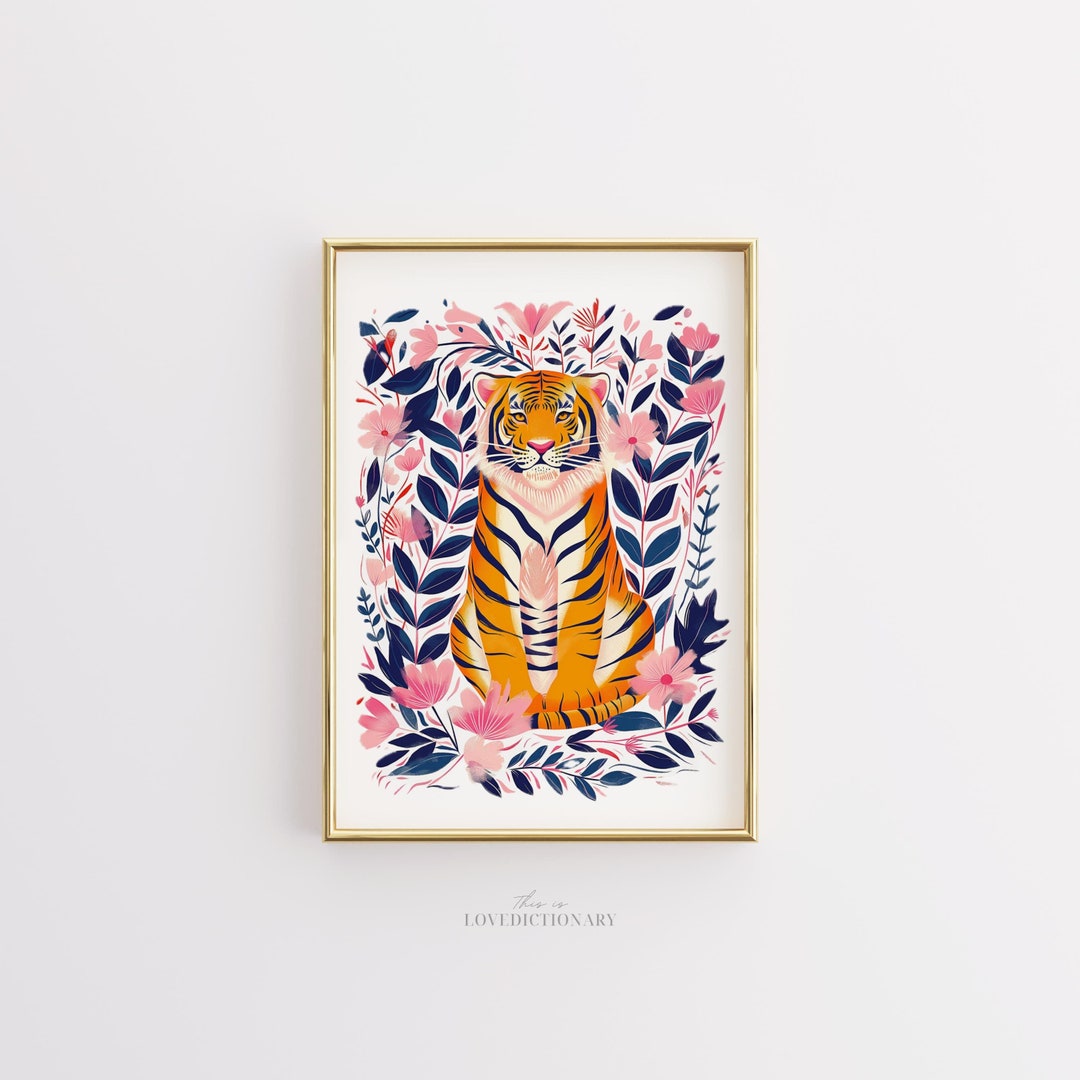 Tiger Art Print, Jungle Illustration, Animal Wall Art, Safari Animals ...