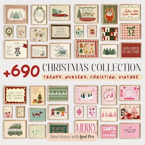 Christmas Wall Art Bundle, Christmas Prints, Holiday Decorations, Christmas Posters, Preppy Xmas Gallery Set, Cozy Christmas Art