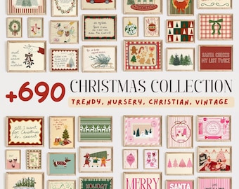 Christmas Wall Art Bundle, Christmas Prints, Holiday Decorations, Christmas Posters, Preppy Xmas Gallery Set, Cozy Christmas Art