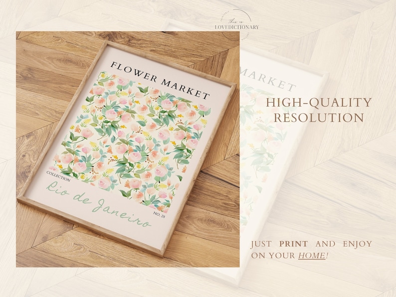 Flower Market Print Set of 100 Flower Gallery Wall Set, Trendy Floral Posters, Colorful Art Print Bundle, Botanical Art Set,Digital Download image 9