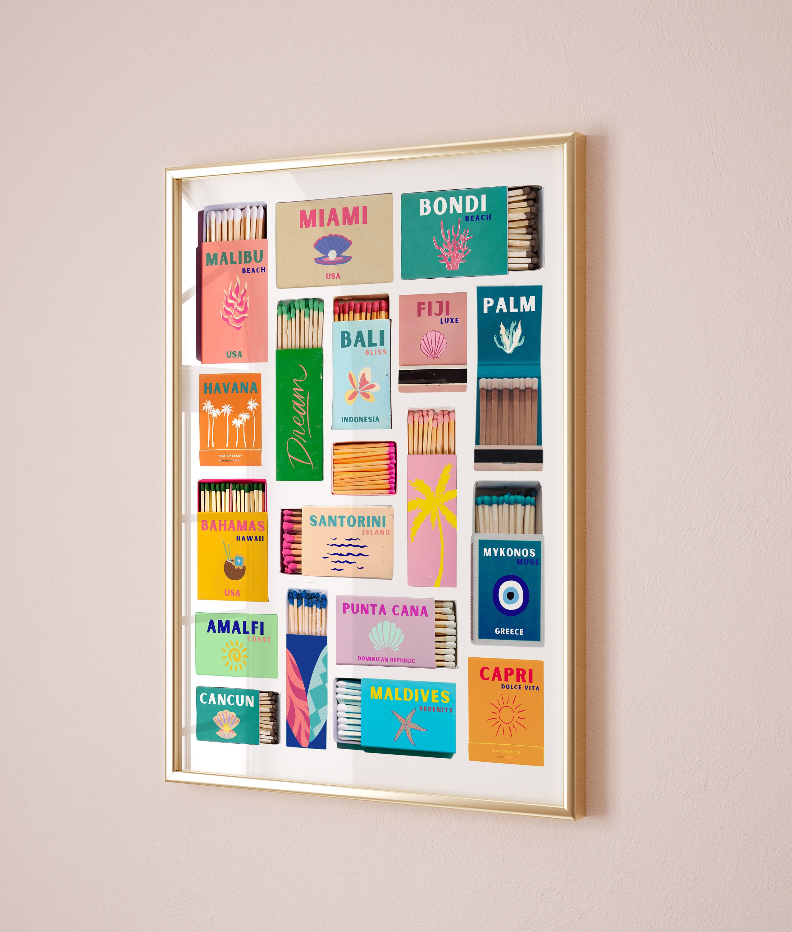 Travel Matchbox Art Print, Funky Aesthetic Poster (digital