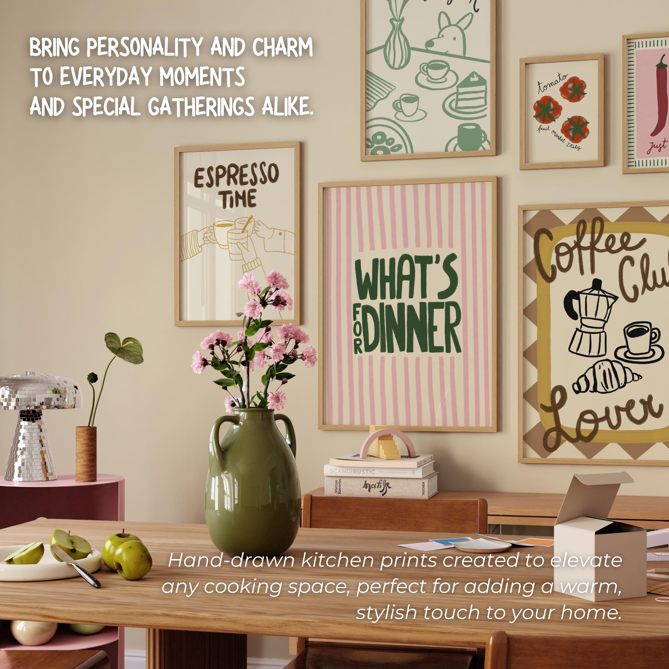 mega retro kitchen gallery wall art set of 90,... Kitchen Wall Art Bundle, 210 Retro Food Prints, Bar Cart Decor Set ...