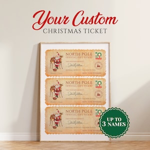 Custom Sign Ticket Print, Trendy Christmas Poster, Retro Ticket Wall Art, Personalized Aesthetic Print for Apartment, Gift Instant Download