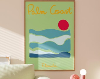 Wydruk z Palm Coast na Florydzie, minimalistyczny wystrój plaży (pobranie cyfrowe)