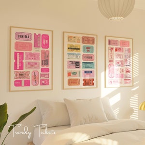 Trendy Wandkunst, rosa Retro-Druck, Life Ticket Stub Poster, druckbare College Wohnung Poster, digitale Drucke im Studentenwohnheim, Preppy Room