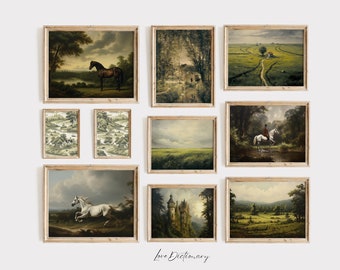 English Country Prints, Landscape Printable Gallery Wall Art Set Of 10, English Manor, Vintage Oil Painting, Country Gallery Wall Print Set