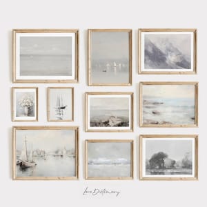 10 White Muted Vintage Prints, Neutral Print, Farmhouse Wall Decor, Neutral Wall Art, Living Room Art, Digital Download, Gallery Wall Set