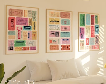 Pink Retro Ticket Stub Print, Preppy Dorm Decor (Digital Download)