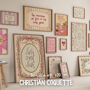 Christian Coquette Wall Art Bundle, Pink Bible Verse Prints (Digital Download) image 1