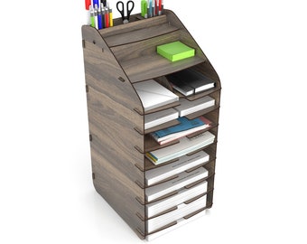 Desktop Organizer, A4 Document Rack, Desk Supplies Organizer, Paper Organizer For Desk, Wooden Desk Organizer with for Stationary