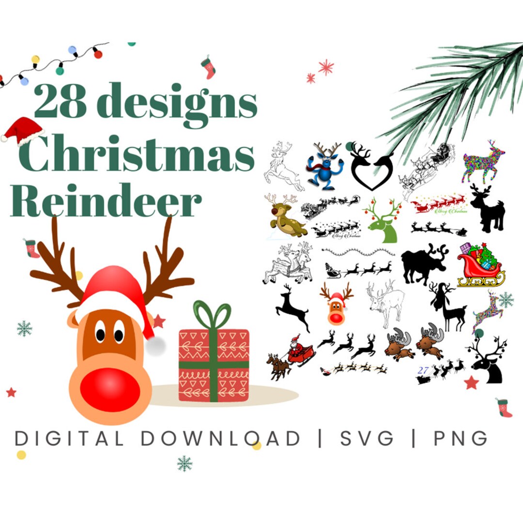 CHRISTMAS REINDEER SVG, Reindeer Svg Files for Cricut, Deer Bundle Svg ...