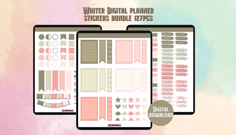 Winter Digital Planner Sticker Pack Bundle Goodnotes - Etsy