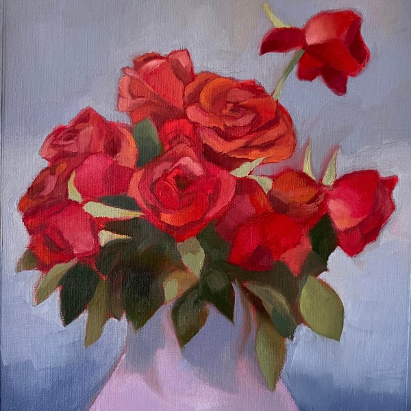 Peinture à l'huile bouquet de roses